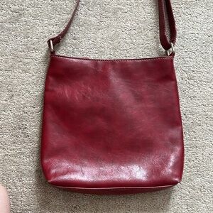Burgundy Red Leather Crossbody Bag